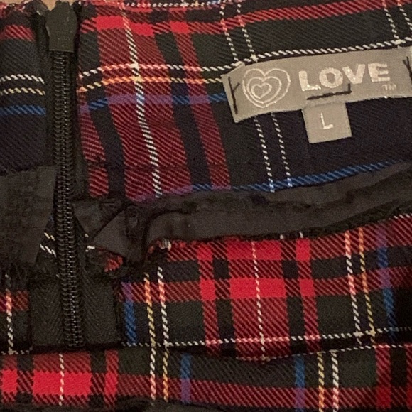 Christmas Red Black Blue White plaid knee length skirt sz Large juniors Career - Picture 5 of 5